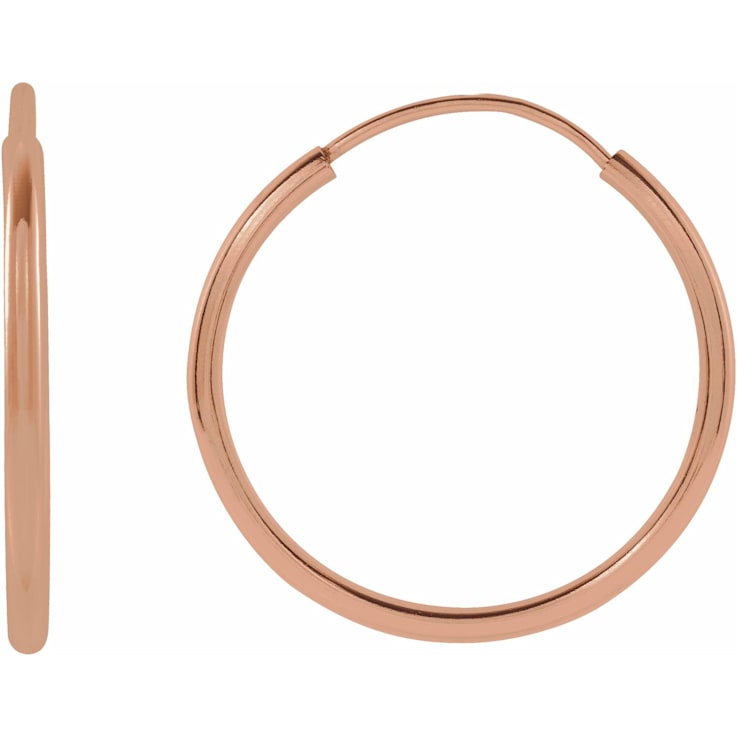14K Rose Gold 15 mm Flexible Endless Huggie Hoop Earrings for Women