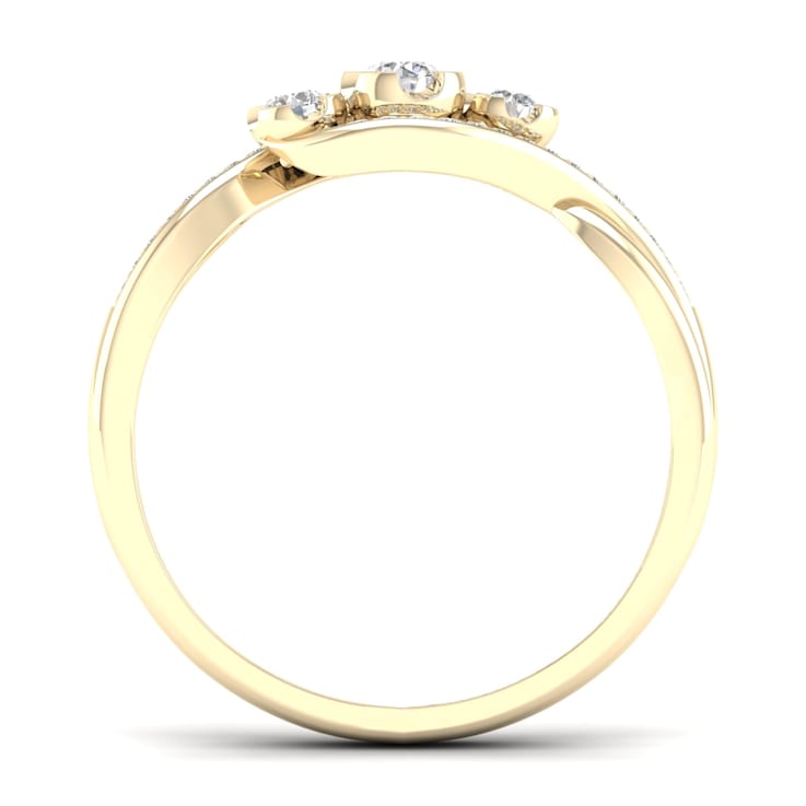 Diamond2Deal 10k Yellow Gold Round Cut Diamond 3 Stone