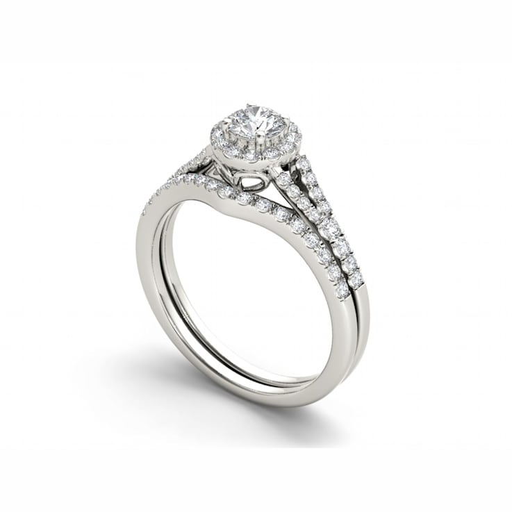 10K White Gold .75ctw Diamond Ladies Round Halo Engagement Ring (
I2-Clarity-H-I-Color )