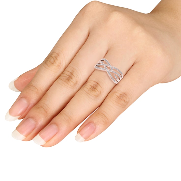 Diamond2Deal 10K Rose Gold .07ctw Round Diamond Crossover Ring
(0.07cttw, Color H-I, Clarity I2)