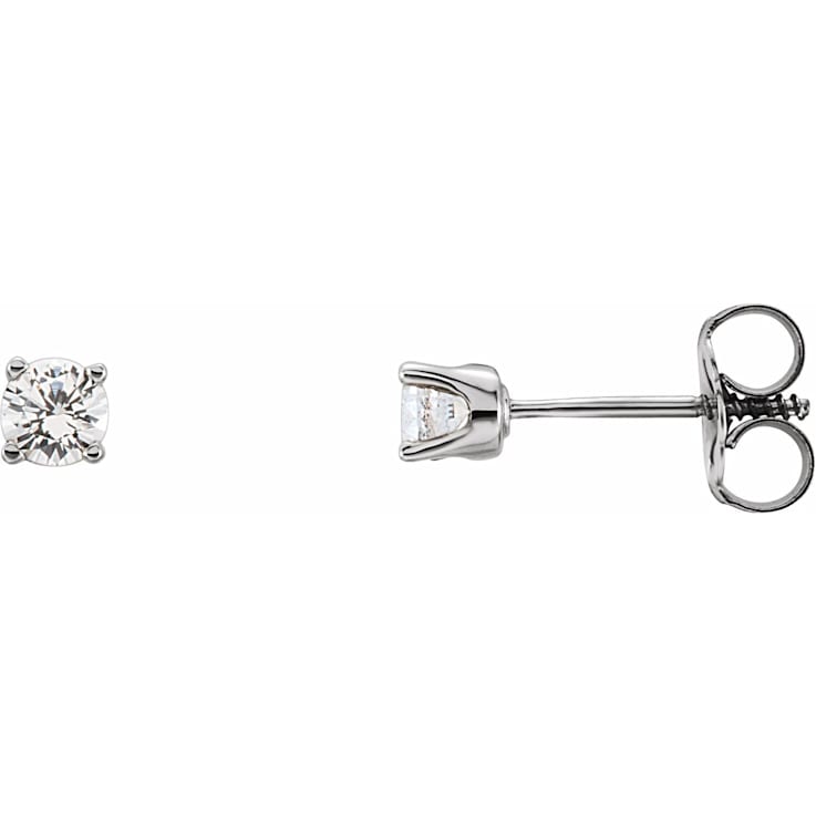 14K White Gold 1/5ctw Round Cut Natural Diamond Stud Earrings