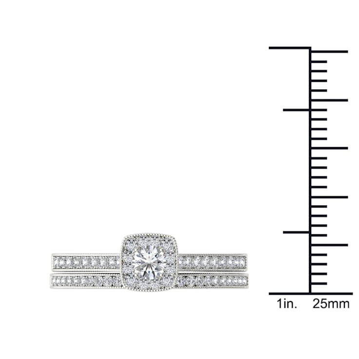 Diamond2Deal 10K White Gold .50ctw Diamond Solitaire Halo Wedding Band
Ring Set