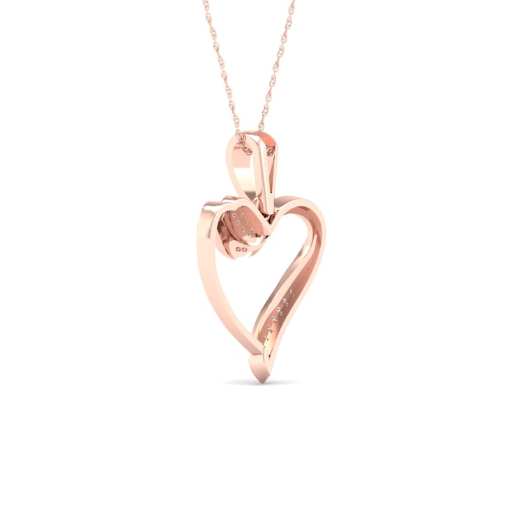 10K Rose Gold Diamond Heart Pendant Rope Chain Necklace for Women 18inch
(1/20ct / I2,H-I)