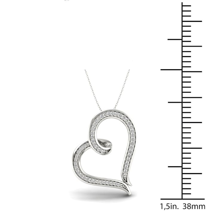 Sterling Silver Diamond Heart Pendant With 18 Inch Chain (H-I Color, I2
Clarity)(0.16 ctw)