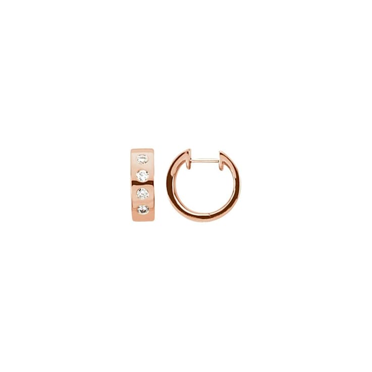 14k Rose Gold 1/3 CTW Diamond Bezel-Set Hoop Earrings for Women