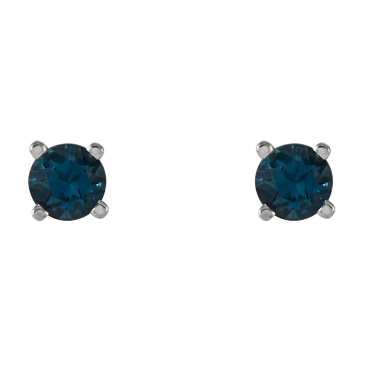 14K White Gold 4 mm London Blue Topaz Stud Earrings for Women with
Friction Post