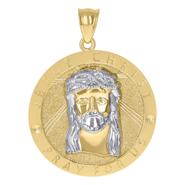Diamond2Deal 10K Two-Tone Gold Jesus Christ Pray For Us Medallion
Pendant for Women