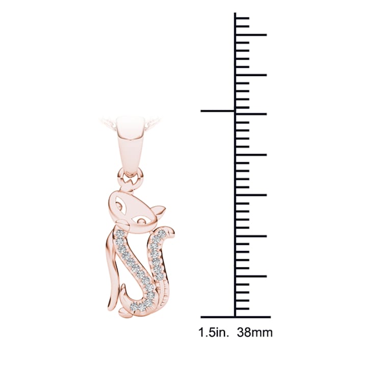 10K  Rose Gold Diamond Cat Pendant Rope Chain Necklace for Women 18inch
(1/20ct / I2,H-I)