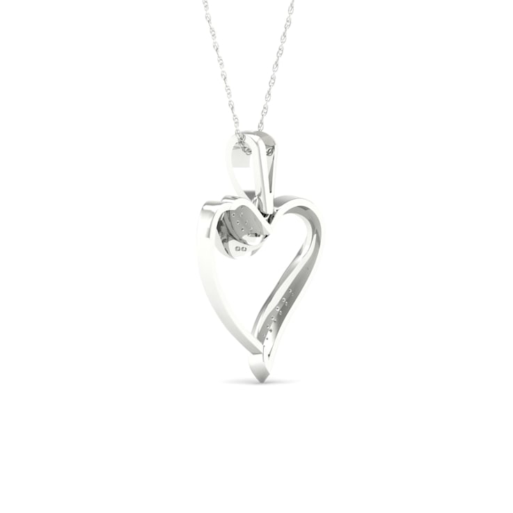 10K White Gold Diamond Heart Pendant Rope Chain Necklace for Women
18inch (1/20ct / I2,H-I)