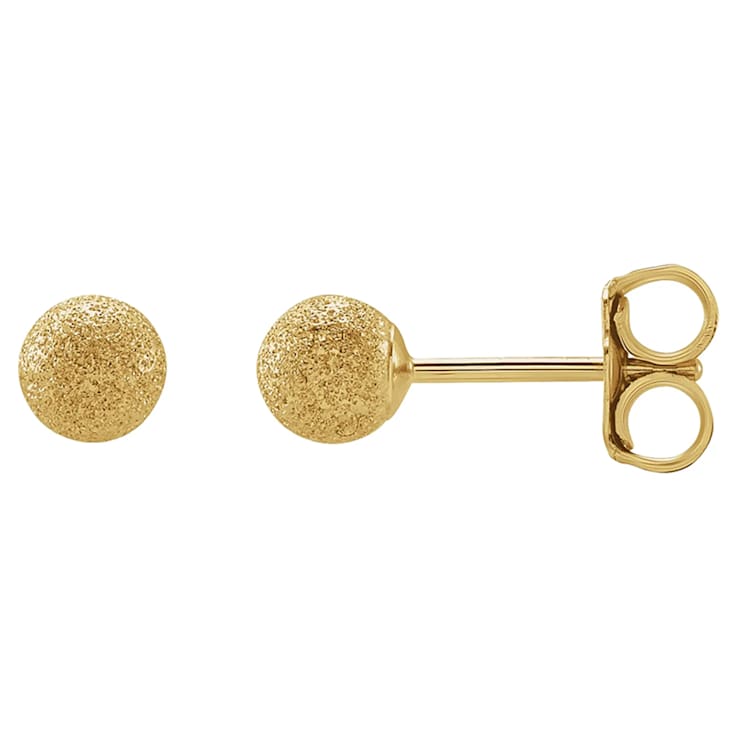 14K Yellow Gold 6 mm Stardust Ball Stud Earrings with Friction Back