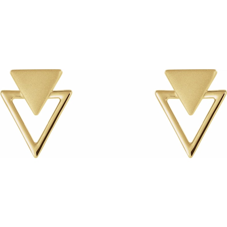 14K Yellow Gold Triangle Geometric Drop Earrings for Women