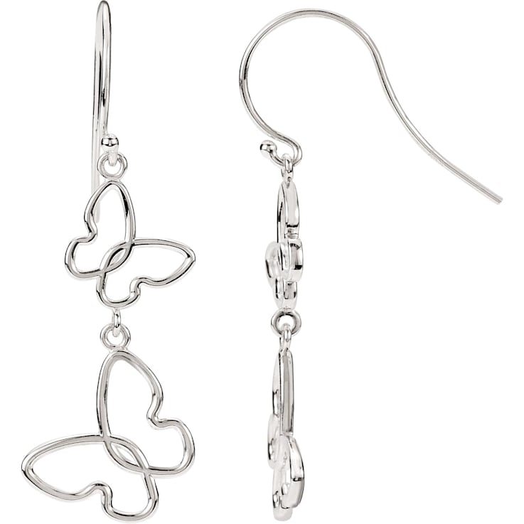 Diamond2Deal Sterling Silver Butterfly Dangle Earrings for Women