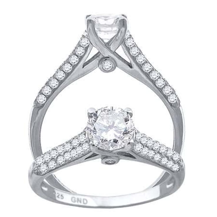 Diamond2Deal Rhodium Over Sterling Cubic Zirconia  Anniversary Promise
Wedding Band Ring