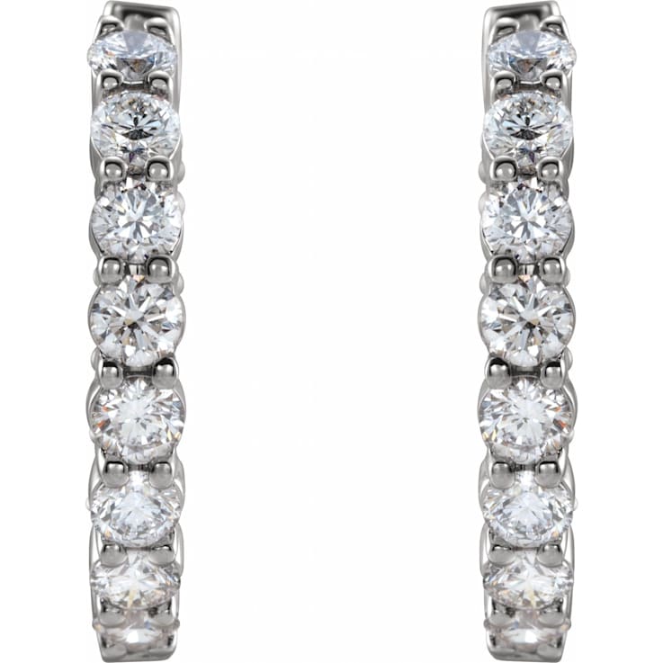 Diamond2Deal 14K White Gold 2.0ctw Round Diamond Inside-Outside Hinged
20 mm Hoop Earrings