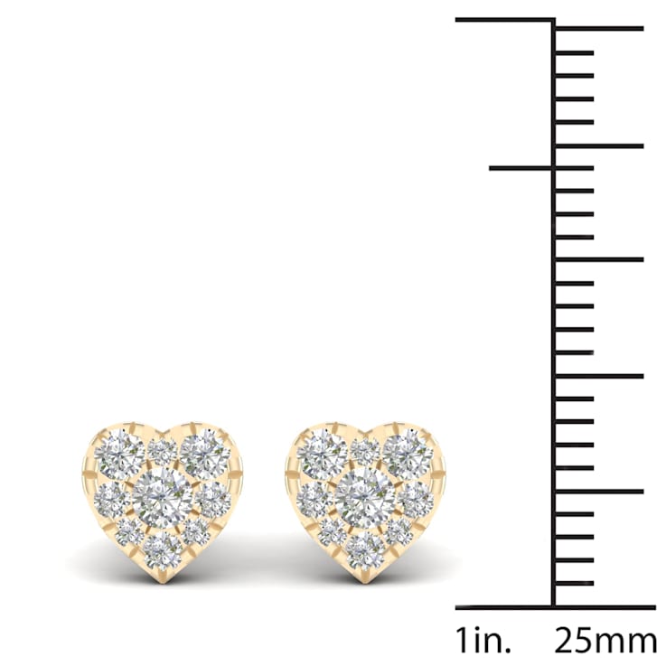 10k Yellow Gold 0.75ctw Round Diamond Womens Heart Stud Earrings ( H-I
Color, I2 Clarity )