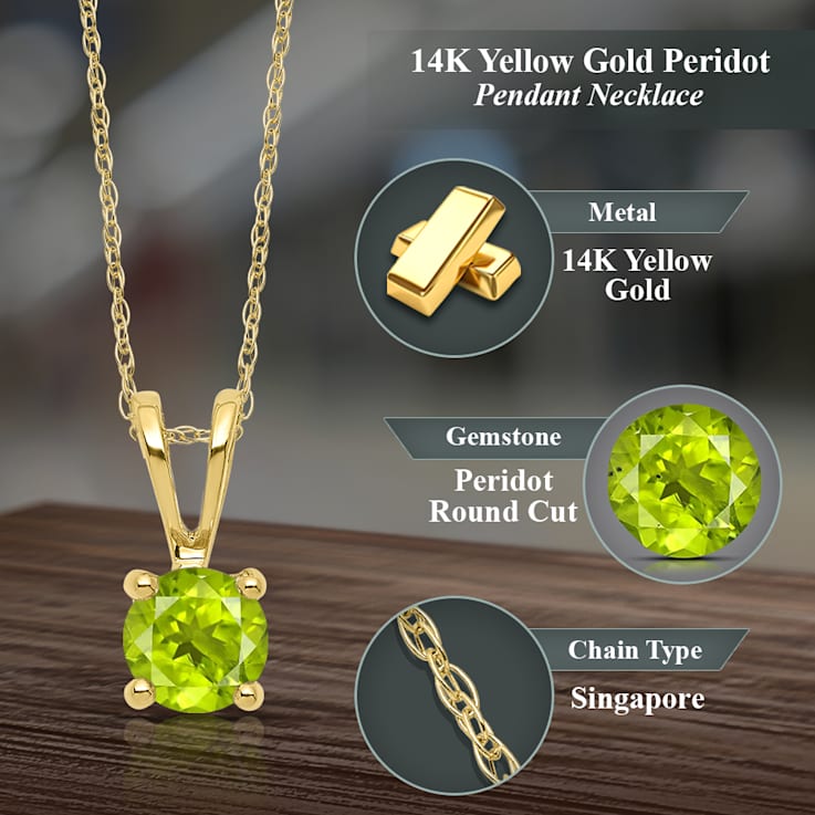 Peridot pendant 14k yellow gold clearance