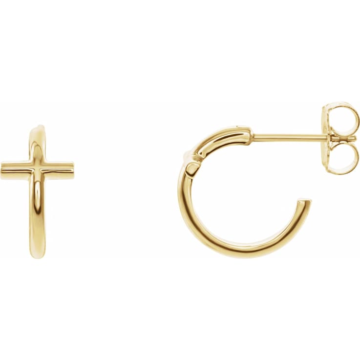 Cross huggie hotsell hoop earrings