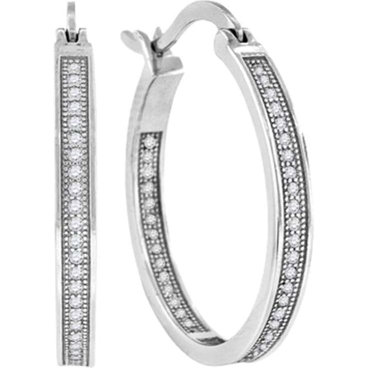 Sterling silver cubic zirconia hoop earrings discount