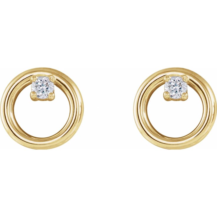 14K Yellow Gold 0.06 CTW Natural Diamond Circle Stud Earrings for Women