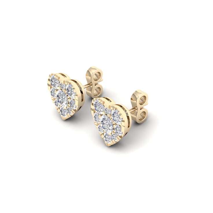 10k Yellow Gold 0.75ctw Round Diamond Womens Heart Stud Earrings ( H-I
Color, I2 Clarity )