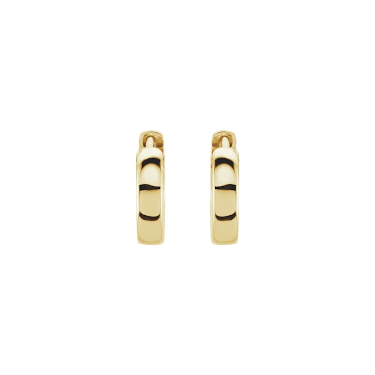 14K Yellow Gold 11.5 mm Hinged Huggie Hoop Earrings for Women