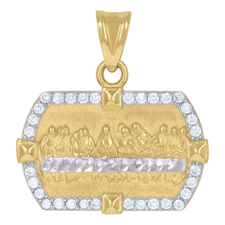 Diamond2Deal 10k Two-Tone Gold Cubic-Zirconia Last Supper