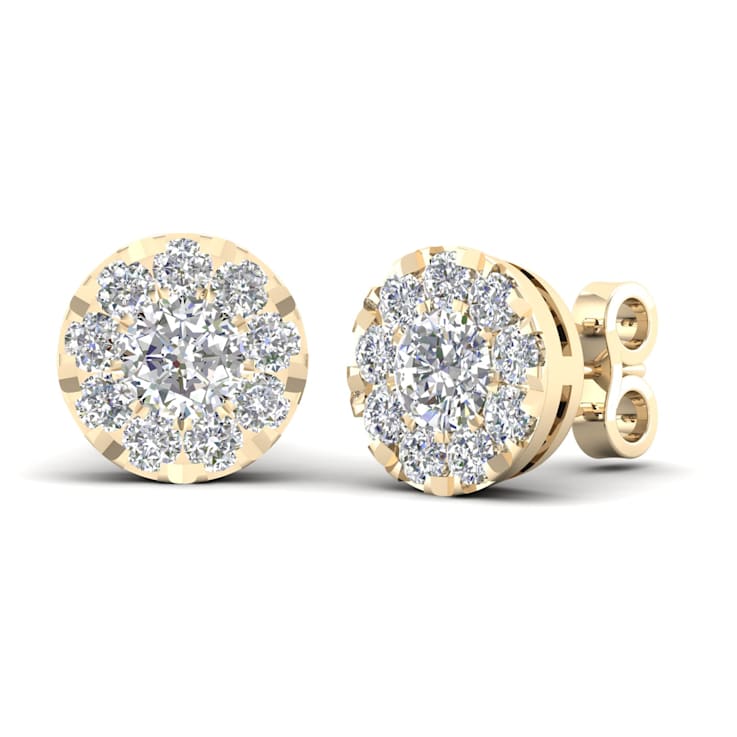 Diamond2Deal 10k Yellow Gold 1ctw Diamond Womens Round Stud Earrings (
H-I Color, I2 Clarity )