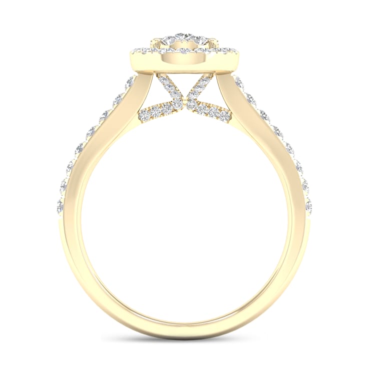 Diamond2Deal 10K Yellow Gold .75ctw Round Diamond Pear Shape Halo
Engagement Ring