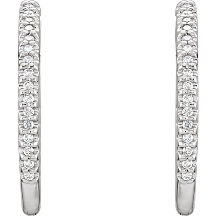 14k White Gold 1 CTW Diamond Inside-Outside Hinged 27.8 mm Hoop Earrings
for Women