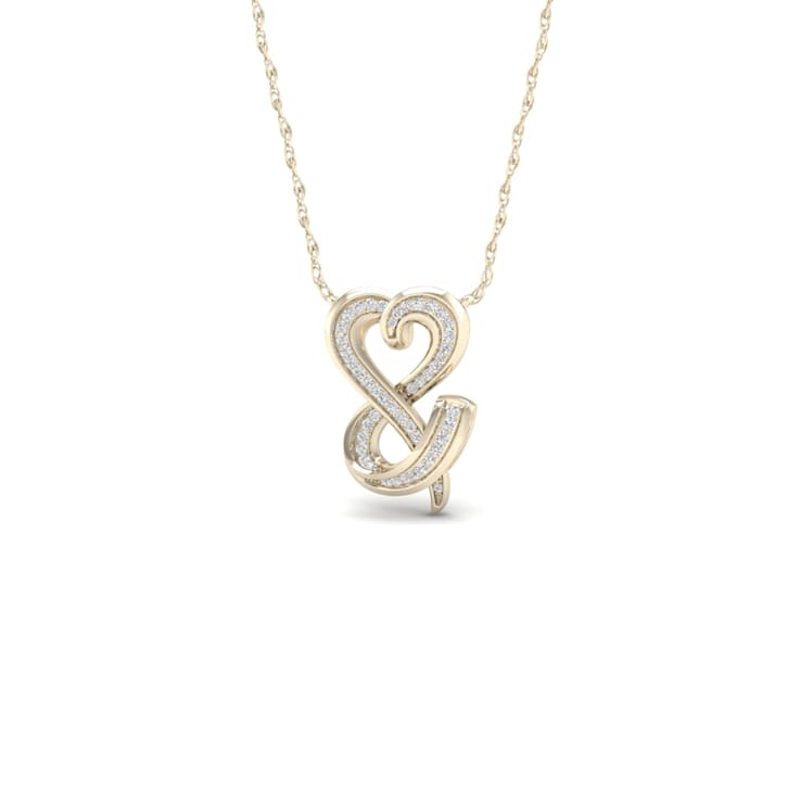 10k Yellow Gold Diamond Double Heart Pendant With 18 Inch Chain (H-I
Color, I2 Clarity)(0.15ctw)