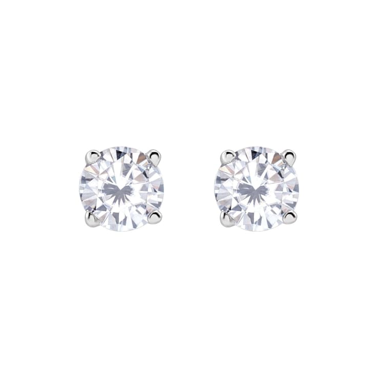 Sterling Silver 4 mm White Cubic Zirconia Earrings for Women with
Friction Post