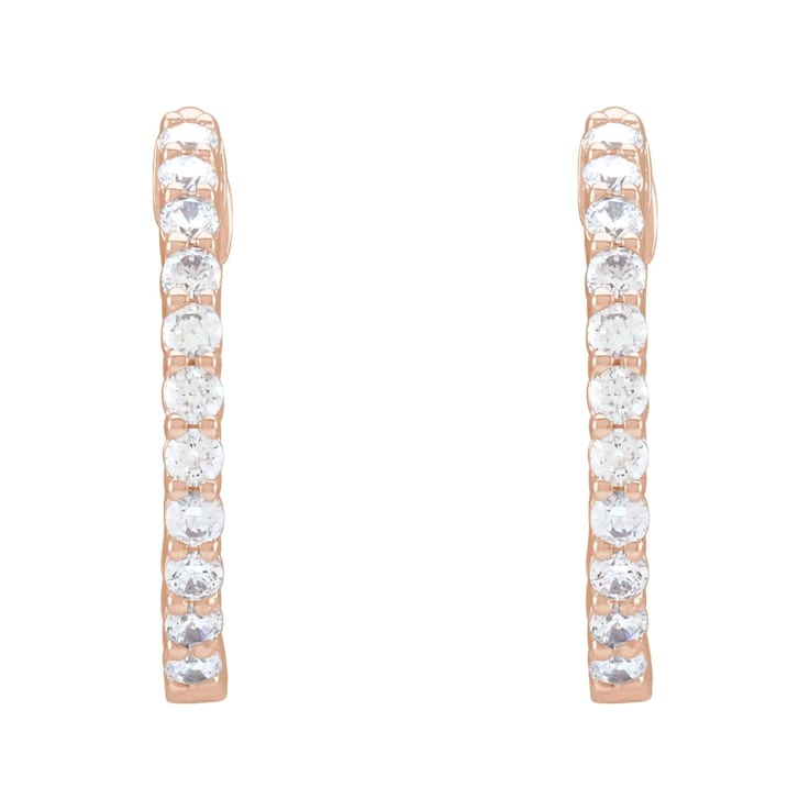 14K Rose Gold 3/4ctw Round Cut Natural Diamond Inside-Outside 17.2 mm
Hoop Earrings