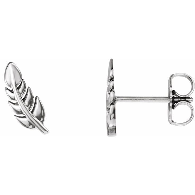 Sterling Silver Leaf Stud Earrings for Women