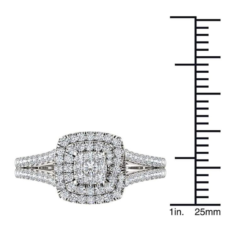10K White Gold .50ctw Round Diamond Halo Engagement Wedding Ring (Color
H-I, Clarity I2)