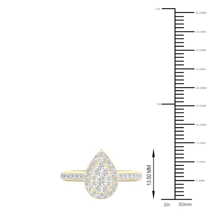 Diamond2Deal 10K Yellow Gold .75ctw Round Diamond Pear Shape Halo
Engagement Ring