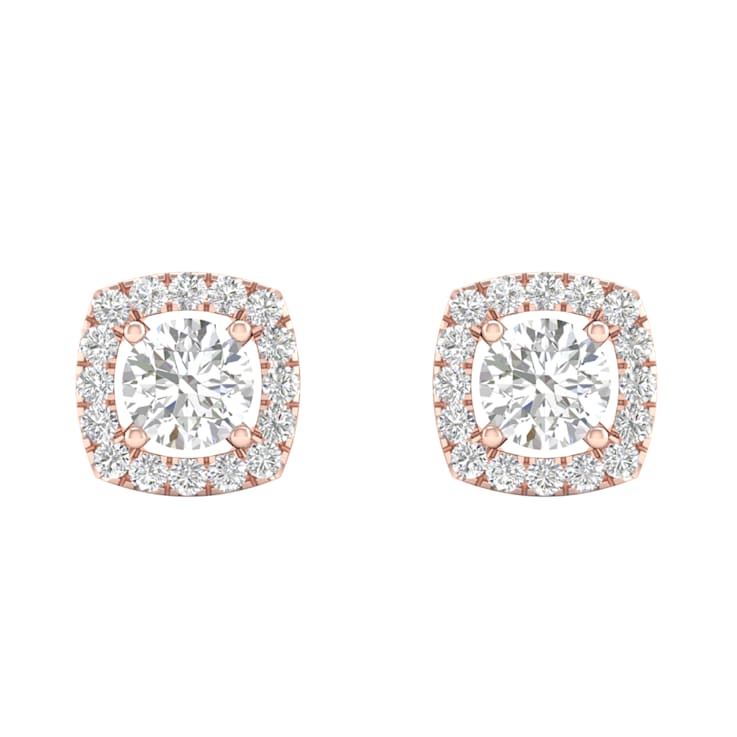 10k Rose Gold 1/3ctw Diamond Womens Halo Stud Earrings ( H-I Color, I2
Clarity )