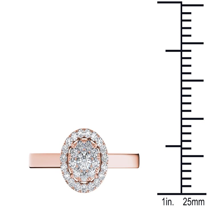 10K Rose Gold .33ctw Diamond Halo Engagement Wedding Ring (
I2-Clarity-H-I-Color )