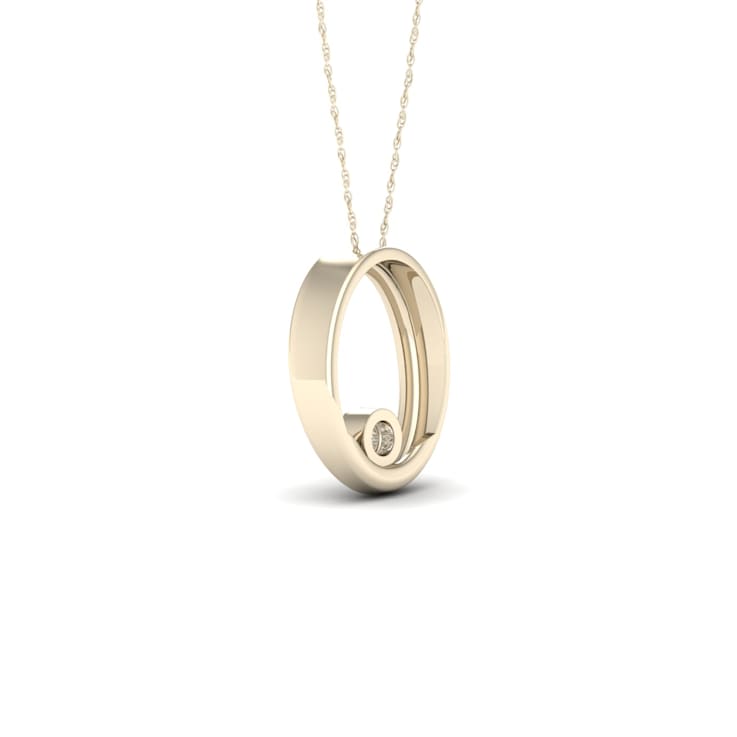 10k Yellow Gold 1/20ct Solitaire Diamond Circle Pendant With 18 Inch
Chain (H-I Color, I2 Clarity)