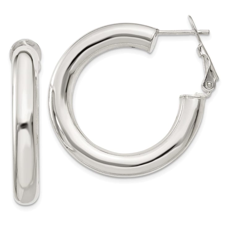 Sterling Silver Hoop Earrings for Women | Lightweight Silver Chunky Hoop Earrings | Hypoallergenic 925 Sterling Silver Earrings for Women | Round