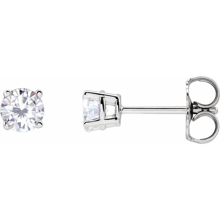 Sterling Silver 4 mm White Cubic Zirconia Earrings for Women with
Friction Post