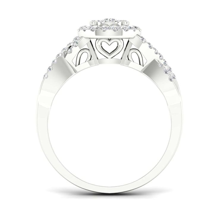 Diamond2Deal 10K White Gold .40ctw Diamond Halo Engagement Ring Bridal
Set Split Shank