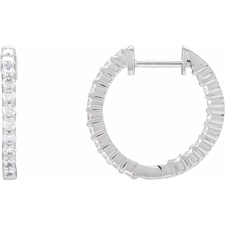 14K White Gold 3/4ctw Round Cut Natural Diamond Inside-Outside 17.2 mm
Hoop Earrings