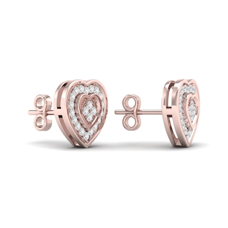 Diamond2Deal 10K Rose Gold Heart Shape 0.1 Ct Diamond Stud Earrings
(Color- H-I, Clarity-I2)
