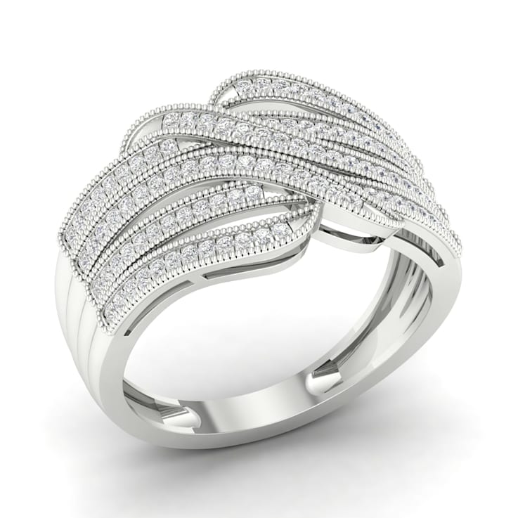 Diamond Star Ring 1/8 ct tw Baguette & Round-cut 10K White Gold