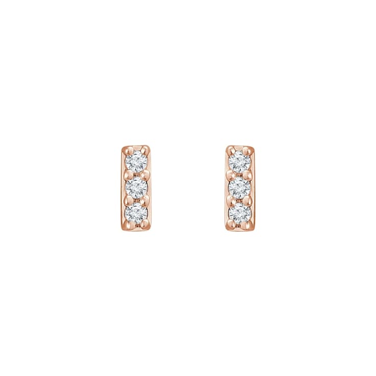 14K Rose Gold 0.05ctw Round Cut Natural Diamond Bar Earrings with
Frication Back
