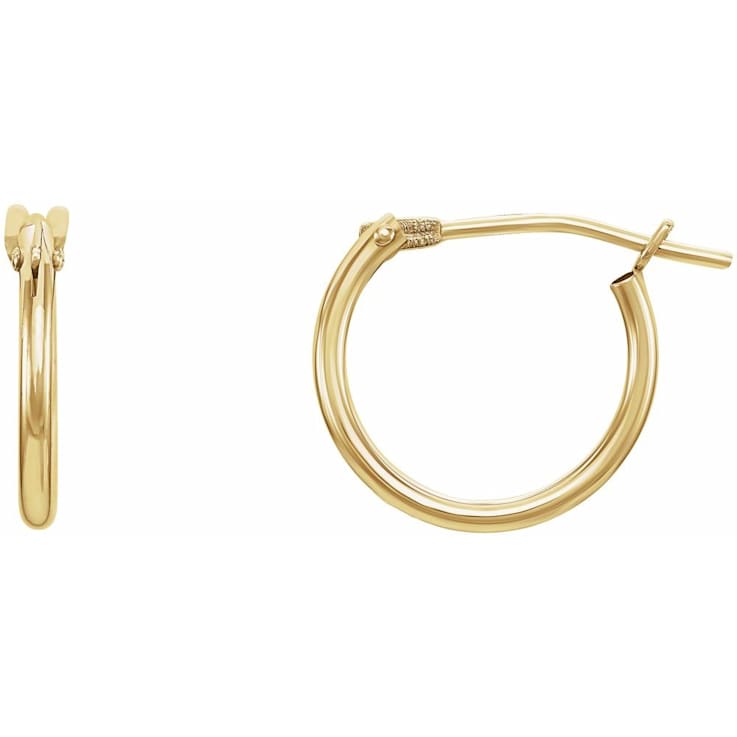 14k Yellow Gold 12.5 mm Hinged Hoop Earrings for Women