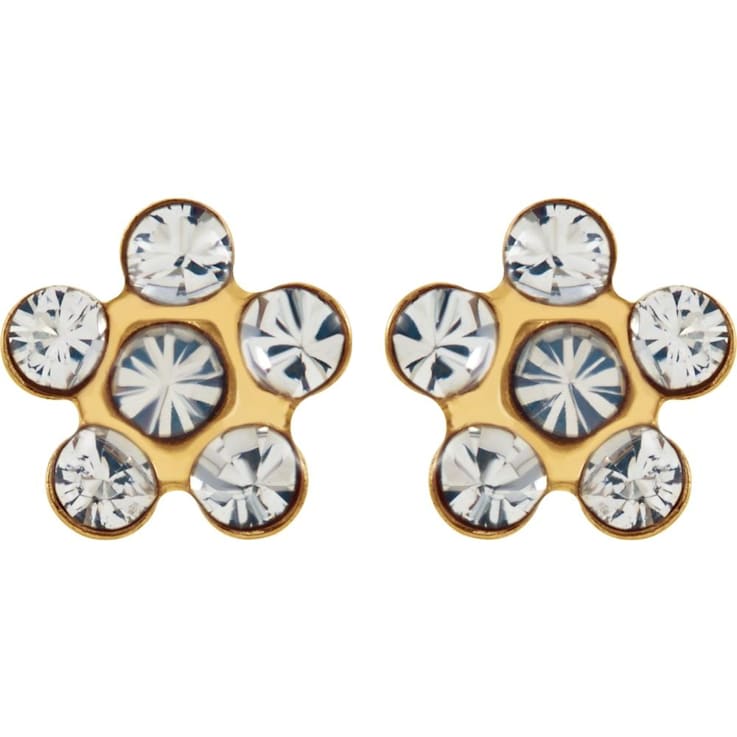 Diamond2Deal 14k Yellow Gold Imitation White Crystal Birthstone Piercing
Stud Earrings for Women