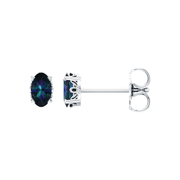 14K White Gold Lab-Grown Alexandrite Stud Earrings