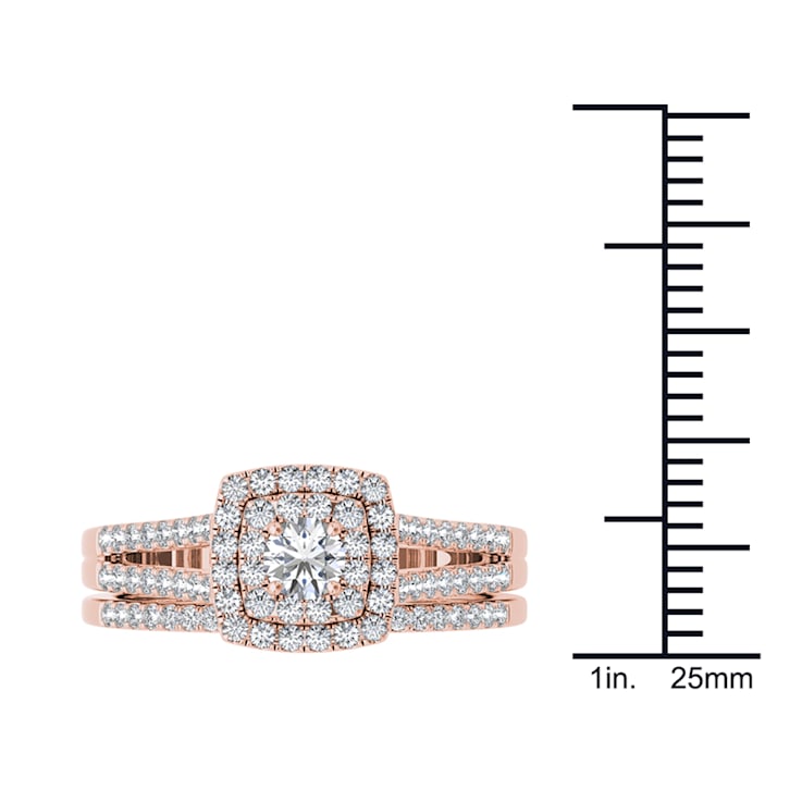 10K Rose Gold .75ctw Diamond Halo Engagement Ring Wedding Band Bridal
(Color H-I, Clarity I2)