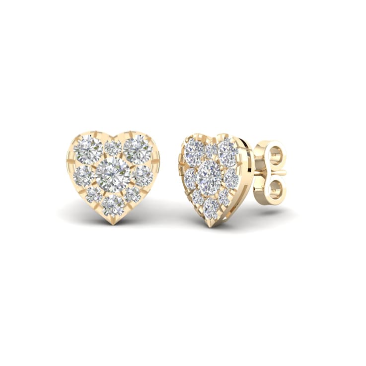 10k Yellow Gold 0.75ctw Round Diamond Womens Heart Stud Earrings ( H-I
Color, I2 Clarity )